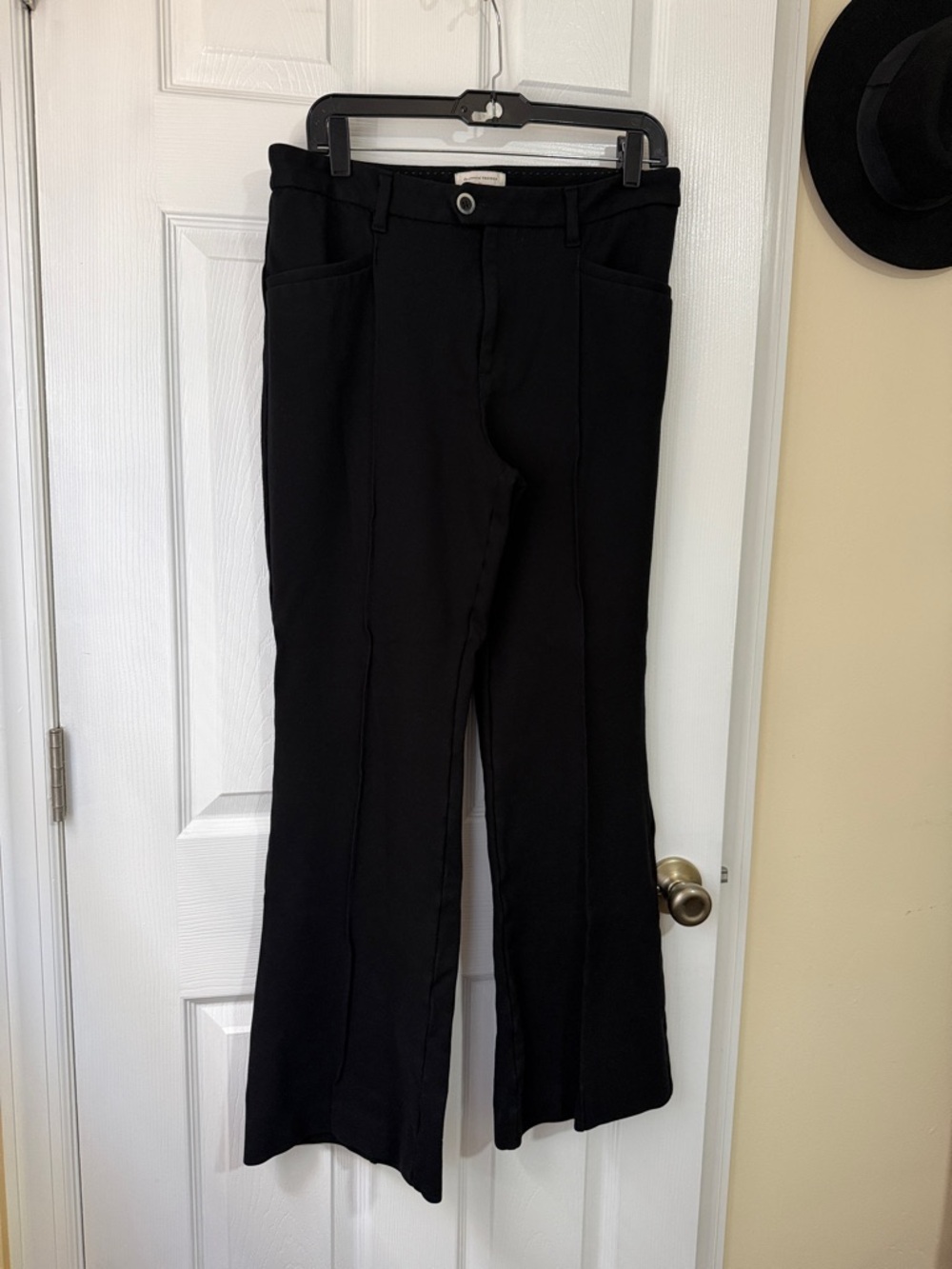 Women's Black Flared Trousers Anthropologie US10